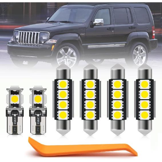 

7pcs LED White Interior Light Bulbs Kit For Jee p Liberty 2008 2009 2010 2011 2012 Interior Light Kit Super Bright 6000K Map Cargo Dome License Plate