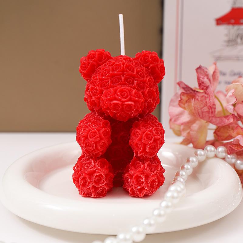 Handmade Rose Bear Scented Candle: Creative Valentine's Day or Girl's Birthday Gift, Perfect for Bedroom Decoration.