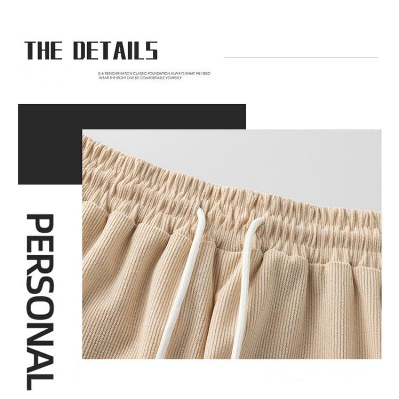 Men's Retro Corduroy Casual Shorts Men Fashion Solid Sweatpants Harajuku Corduroy Short Pants New Men Clothing Roupas