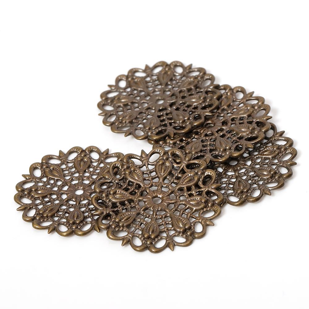 20pcs/lot 25mm Gold Flowers Filigree Wraps Hollow Out Peacock Feather Connectors Charms For DIY Brooch Jewelry Making Components
