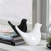 Creative Black and White Glossy Ceramic Birds Figurines Home Decorations Accessories Party (Pack of 2, White and Black)