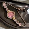 Women Light‑Luxury Diamond‑Inlaid Chalcedony Bracelet Quartz Watch Pull‑Adjustable Fashion Wrist Watch