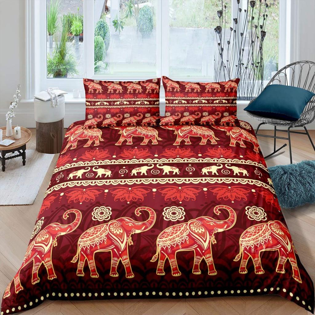 Elephant Duvet Cover Sets for Kids Queen King Twin Size Lightweight Down Room Decor 2 Pillowcases 1 Comforter Cover No Comforter