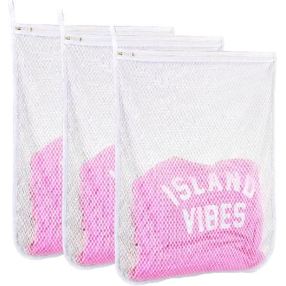 4 pcs Durable Honeycomb Mesh Laundry Bags for Delicates 2 Large (16" x 19") 2 Medium (12" x 15")