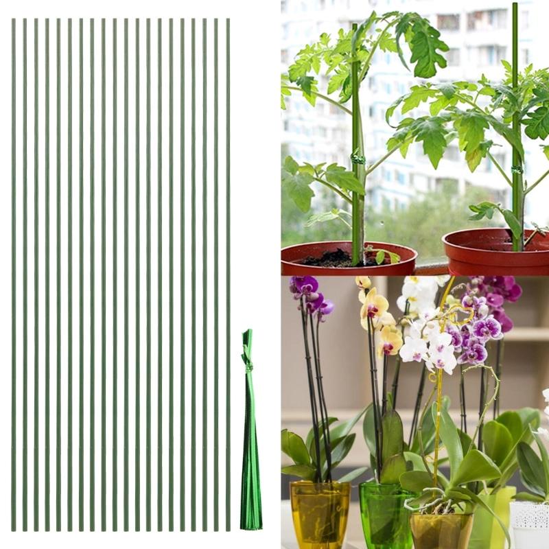 Reliably Pack of 20 Multi Use Indoor Outdoor Plant Sticks Bendable Flower Supports 16inch in Green Color Versatile