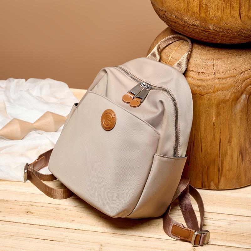 Oxford cloth with cowhide multi-compartment storage backpack commuting large capacity anti-splash versatile lightweight women's bag