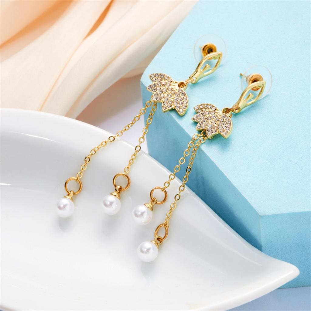 Creative Shiny Zircon Ballet Girls Drop Earrings For Women Men Trendy Imitation Pearl Tassel Dance Girl Earring Party Jewelry