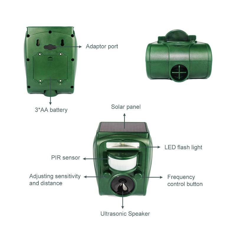 Repelent Ultrasunete pentru Animale Rezistent la Apă pentru Exterior Solar Repelent pentru Pisici Repelent pentru Șoareci Repelent pentru Animale