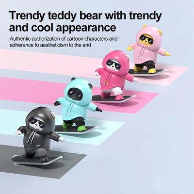 2025 New Dashboard Car Ornaments Skateboard Bear Sliding Bear Creative Car Cartoon Interior Decoration Interior Accessories