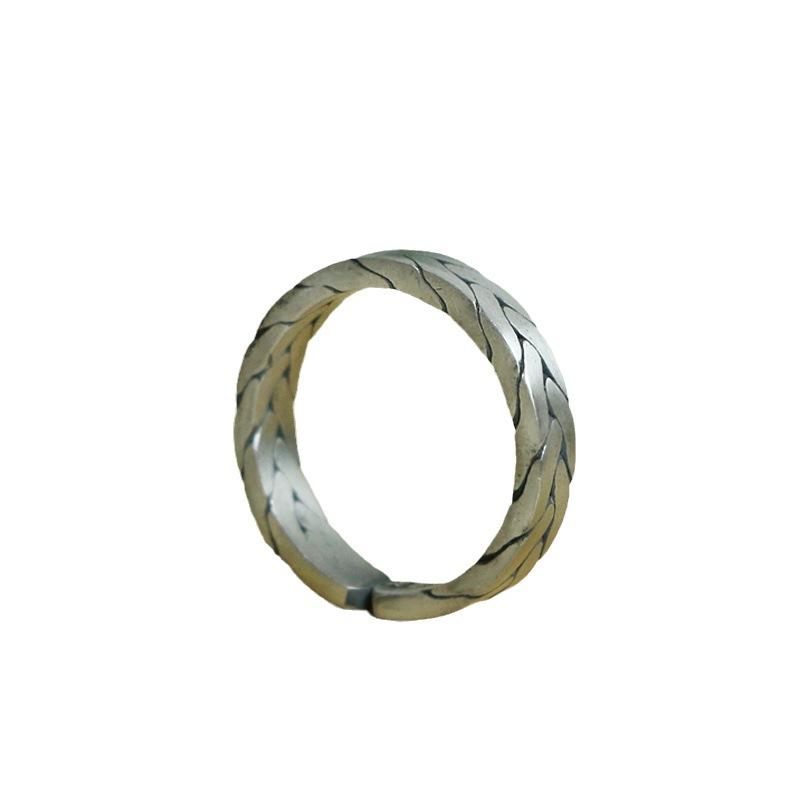 Buyee 925 Sterling Silver Couples Ring Finger Excellent Knit Shape Simple Open Ring for Woman Men Fashion Fine Jewelry Circle