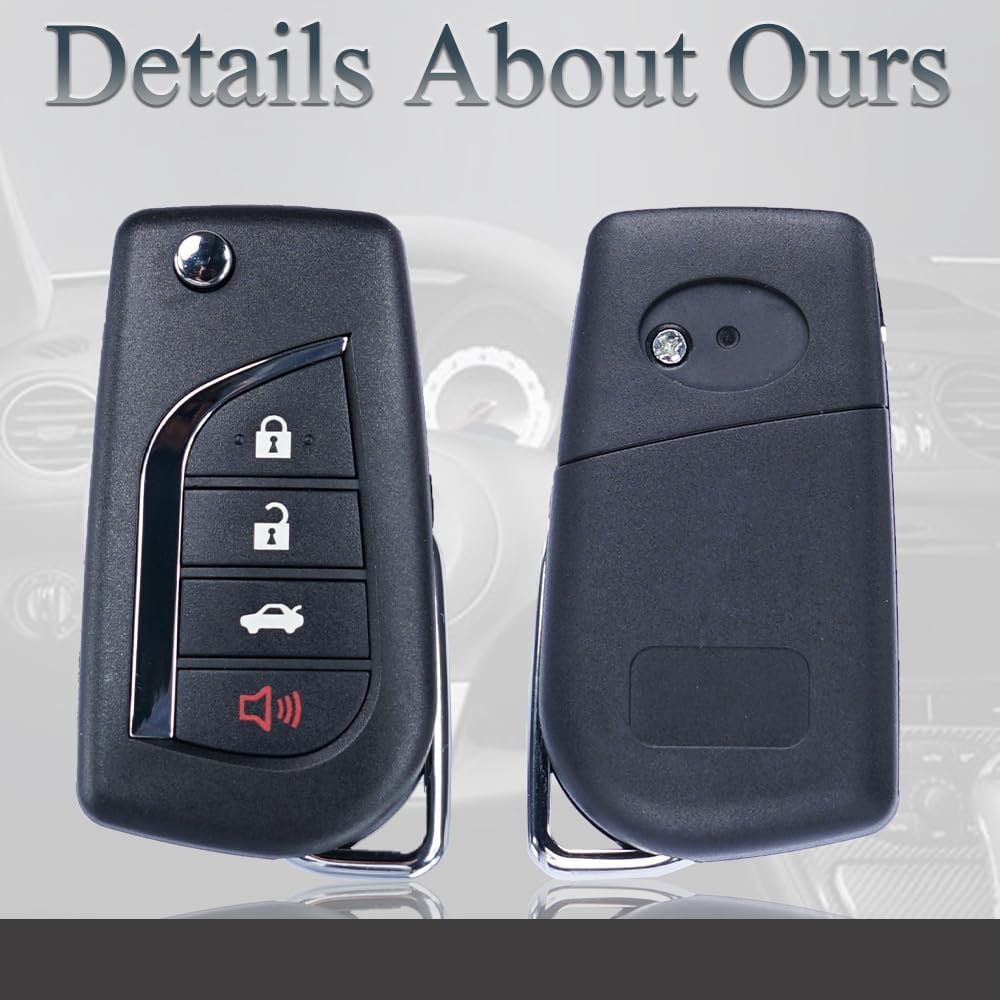 Key Fob Fits for Toyota Camry Corolla 2018    Keyless Entry Remote Control Flip Key Replacement FCC ID: HYQ12BFB P/N:89070-06790 4 Button H Chip