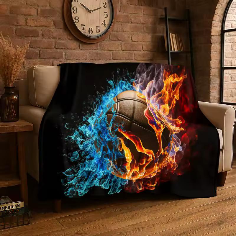 Retro Basketball Court Sport Flannel Blanket Soft Throw Blanket for Bedroom Living Room Bed Travel Camping Picnic Nap Cover Gift