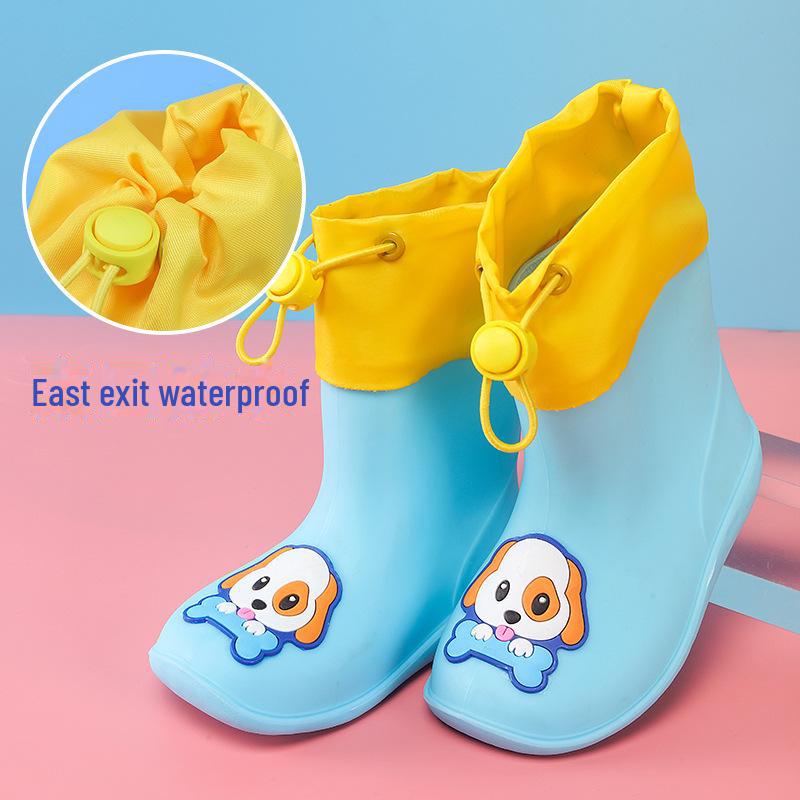 

Детские непромокаемые сапоги с мультяшным динозавром, со шнурком, на хлопковой подкладке, для мальчиков и девочек, идеально подходят для детского сада. Inner 15cm (Size 22-24)