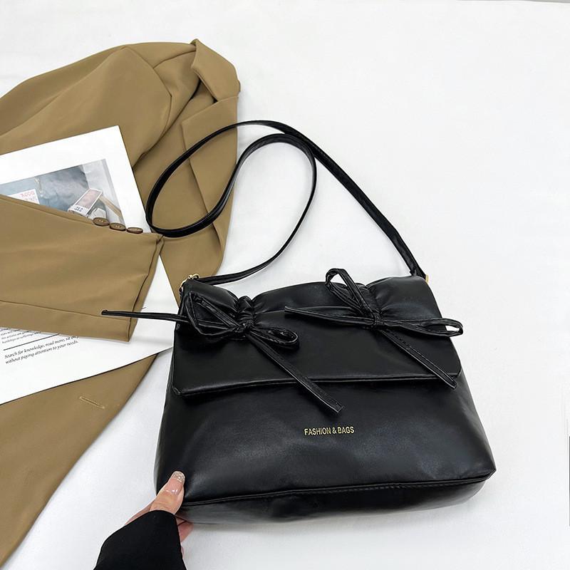 

Fashionable Butterfly Knot Single Shoulder Diagonal Crossbody Bag 2024 Spring New Commuter Girl Small Square Bag Casual Bag Black чёрный