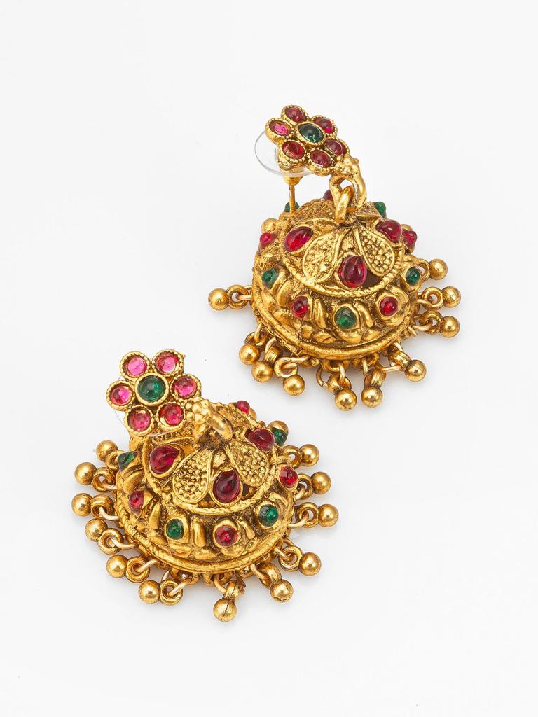 Juego de Joyería Artesanal Chapado en Oro con Piedras Marrones y Cuentas