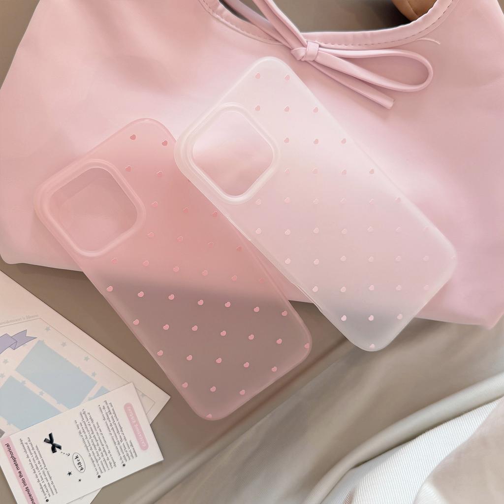 Little Heart Is Suitable for Apple devices16Phone Case17pro Max Gentle iphone14Korean Style13Clear and Transparent11