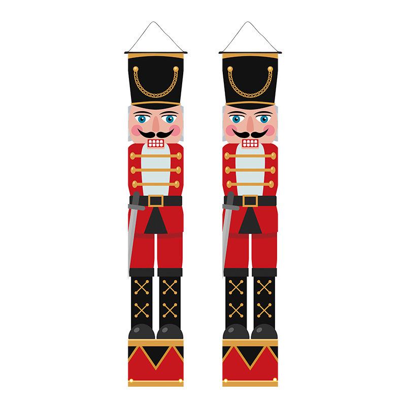 Christmas Nutcracker Couplets Door Curtain Flags | Festive Porch Decor