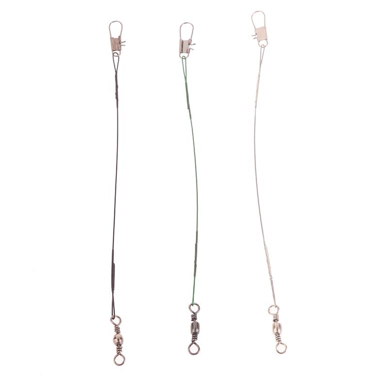 10Pcs 10/15/20/25/30Cm Anti-Bite Steel Wire Leash Lure Fishhook Line Trace Wire Leader With Swivel Fishing Lure Accessories