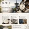KNIS Kyoto Japan KN004-GDBRC Unisex Classic Rectangular Watch Quartz White Dial Roman Numerals Silver Brown Croc-Embossed Leather 3ATM Water Resistant