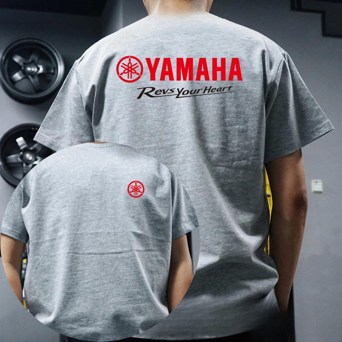 Personality Clothes 2026 Zomer Heren T-shirt Yamaha Perifere Bedrukte T-shirt, Universeel Katoenen Motor T-shirt voor Heren en Dames, Race M beige