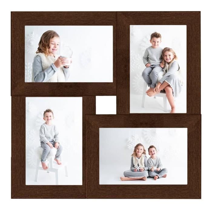 VidaXL Collage de cadres photo pour photo de 4x(13x18 cm) Marron MDF