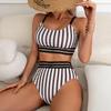 Bikini Women Swimsuit New Striped Sling Bikinis Set Sexy High Waist Swimwear Summer Two Piece Beachwear Bathing Suit Female