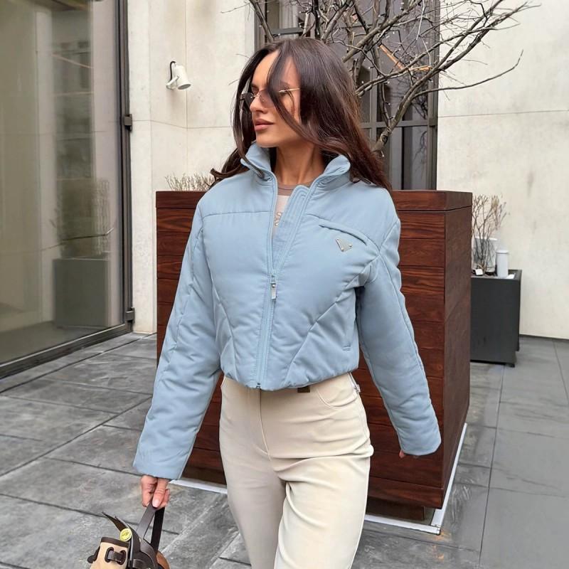 2026 Womens Short Stand Collar Cotton Puffer Jacket Slim Fit Warm Winter Coat