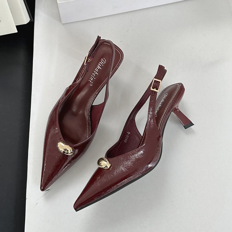 Fashion SUOJIALUN 2025 Summer New Brand Women Sandal Shoes Fashion Pointed Toe Shallow Slip On Ladies Elegant Slingback Shoes Pumps