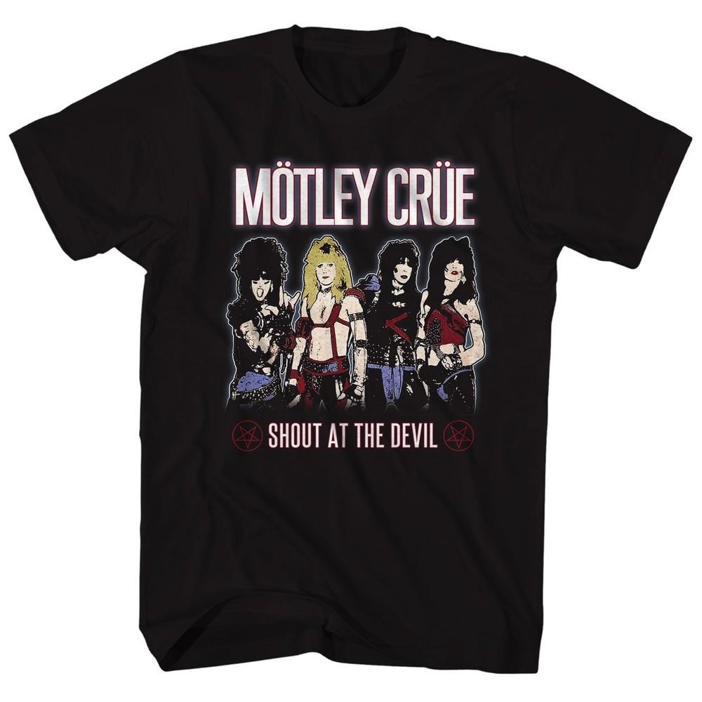 Motley Crue Shout At The Devil Mens T Shirt Music Classic Rock Band Tee Black Unisex T-Shirt XXXXL