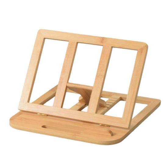 Adjustable Laptop Stand Wooden Foldable Computer Riser with Ventilation Slots Load-bearing Computer Holder Desk Organizer for Home Office Student Use