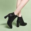 New Style Short Boots: Women's Shoes with Thick Heels, Pointed Toe and Cotton Mid-heel Belt Buckle