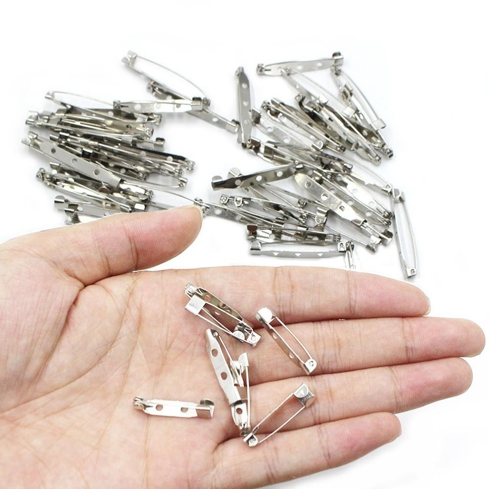 60/80/100 Stück Neue Metall-Stiftleisten Silber DIY Bastel-Anstecknadeln Rückseiten 15/20/25/32/38/45mm Broschenverschluss-Stifte Nähzubehör
