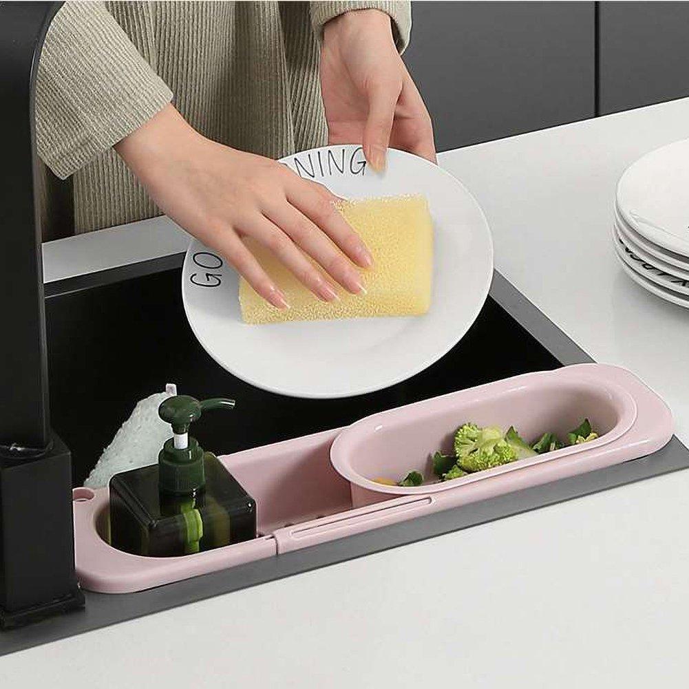 Sink Holder Adjustable Drainer Sink Tray Sponge Soap Holder Sink Organizer Holder Dish Cloth Hanger For Home Kitchen