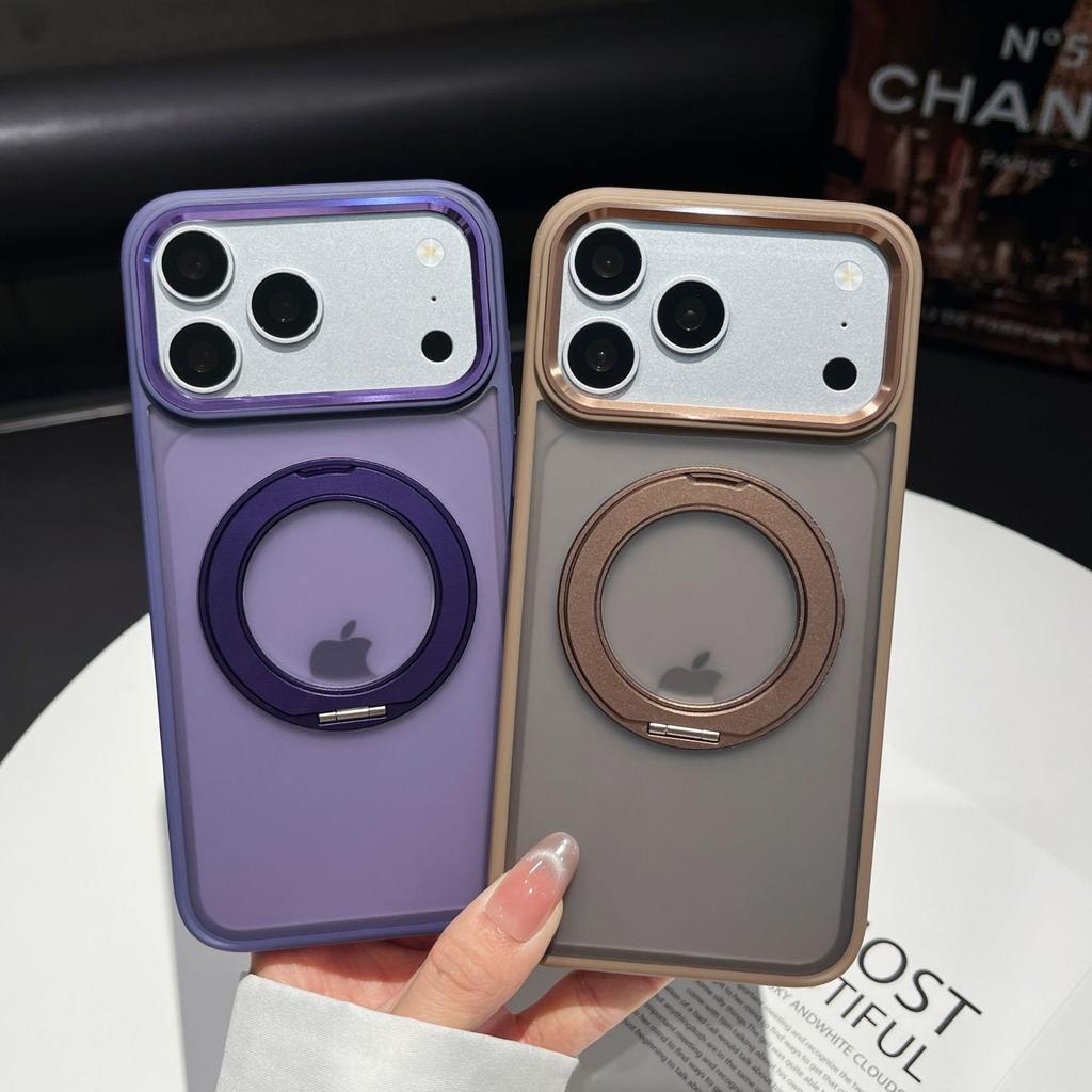Applicable To Apple 18Pro Armor 360 Rotating Magnetic Suction Bracket Mobile Phone Case iPhone17 Matte Skin Protective Case