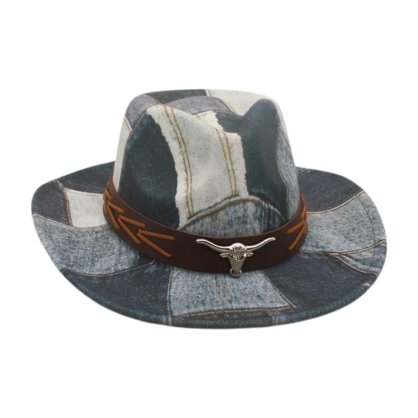 

Simple And Fashionable Denim Hat New Sunscreen Top Hat, High-End Tibetan Bull Head Jazz Hat [peach heart top] one size fits all