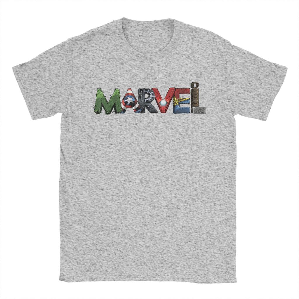 Avengers Character Text Portrait T Shirt Men Cotton Creative T-Shirt Crewneck Tees Short Sleeve Cotton Tops Graphic