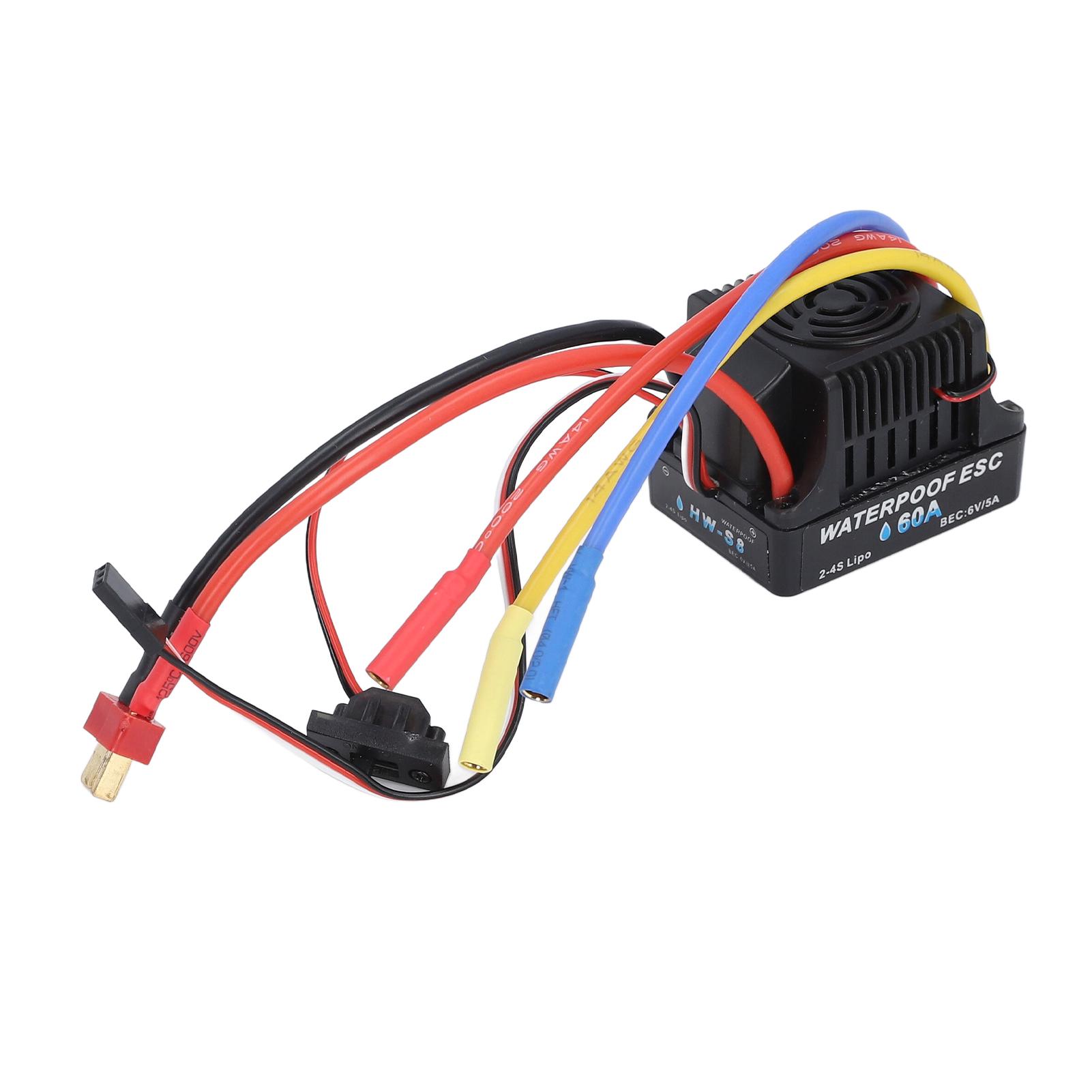 

RC Car ESC 60A Waterproof Brushless Remote Control Car Electronic Speed Controller Replacement