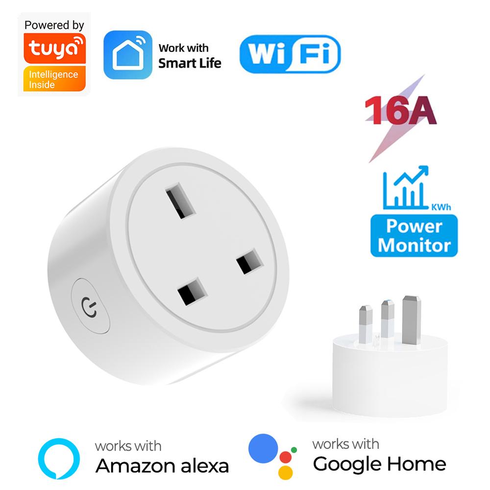 Smart Plug WiFi Socket UK 16A/20A With Power Monitor Timing Function Tuya Smart Life APP Control Works With Alexa Google Home