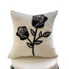 Light Luxury Chenille Embroidered Rose Pattern Decorative Pillow Cushion Soft Sofa Backrest Cushion Cover for Bedroom Home Decor