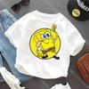 Shortsleeve Tshirt for Children of SpongeBobcotton Jersey with Anime Character Print Casual Summer Tshirts with Round Neck