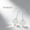 925 Sterling Silver Stylish Fresh Hollow Clover Long Earrings Birthday Party Anniversary Gift