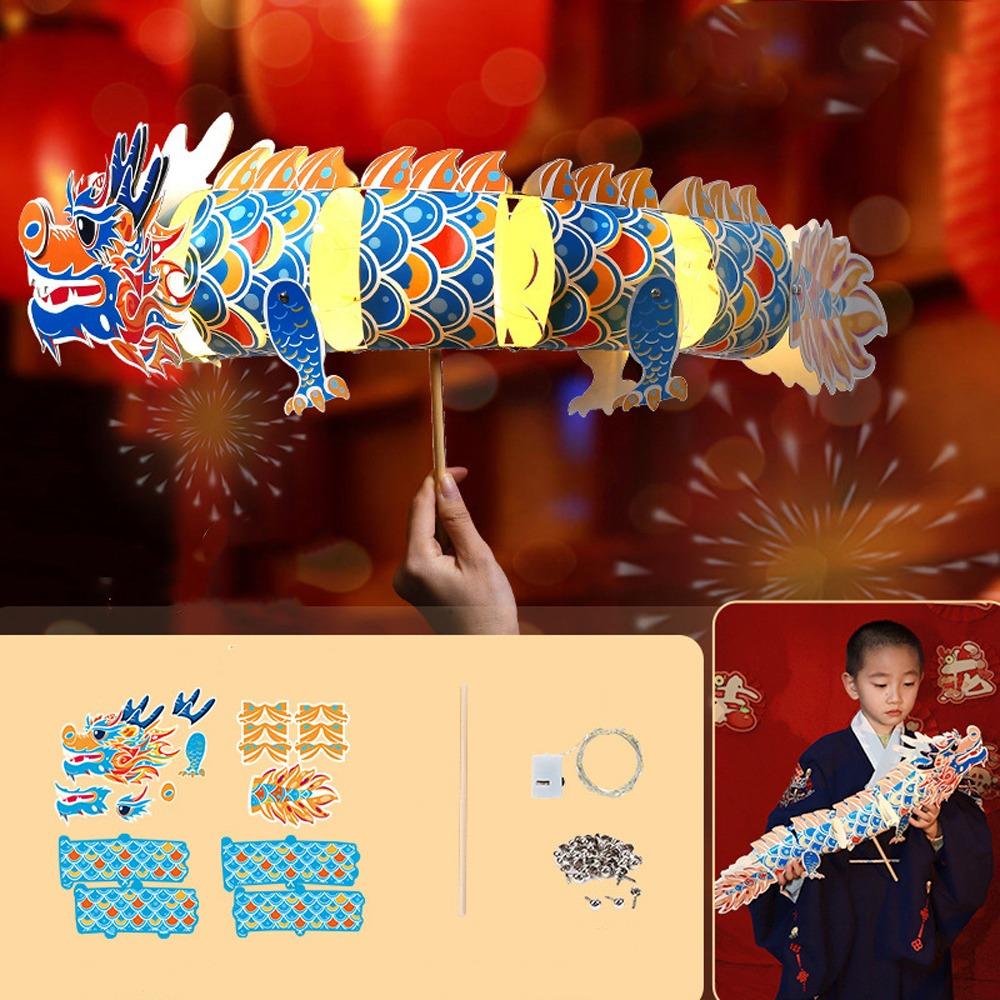 Chinese Dragon Dance Lantern Handmade LED Lantern Toys DIY Material Bag Antique Lantern  New Year
