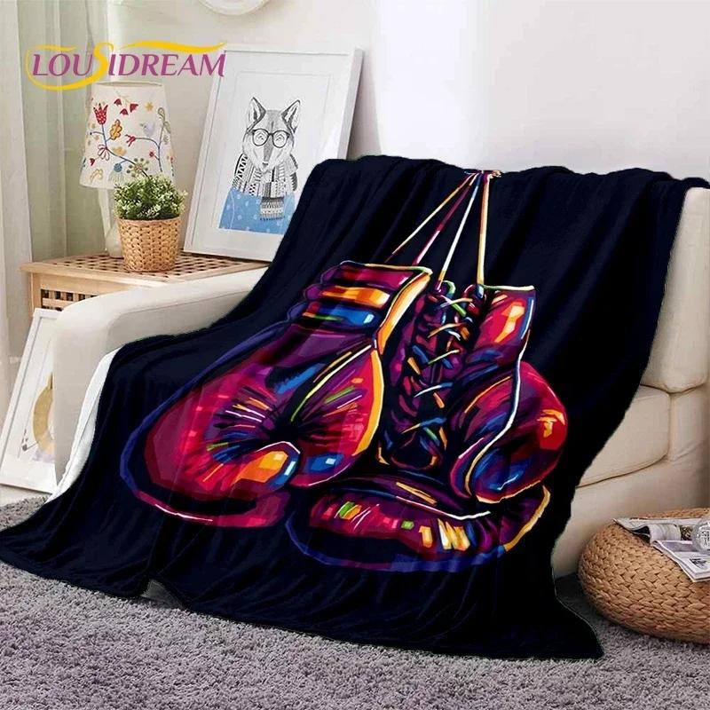Guantoni da Boxe Pugile Combattimento Cartone Animato Morbida Coperta di Flanella per Letti Camera da Letto Divano Picnic, Coperta Plaid per Coprire Tempo Libero all'Aperto Regalo