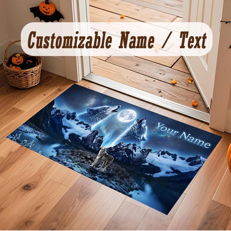 Space Cosmic Theme Crystal Velvet Floor Rug Personalized Custom Name Text Warm Carpet Home Decoration