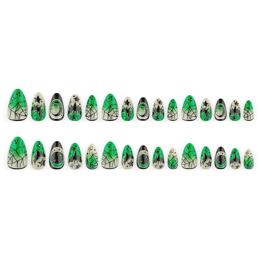 Spooky Halloween Spider Web & Bat Nail Art Kit - Short Almond Wearable Armor Nails