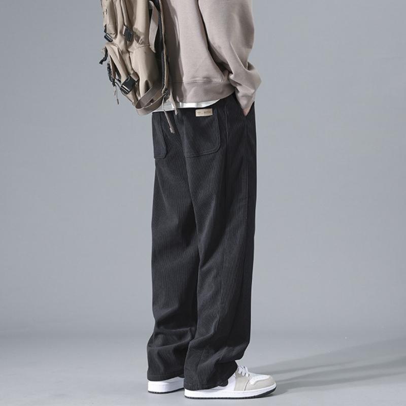 Men's Corduroy Pants: Loose Straight Wide-Leg Sweatpants for Spring & Autumn, Winter Sports Casual Long Trousers