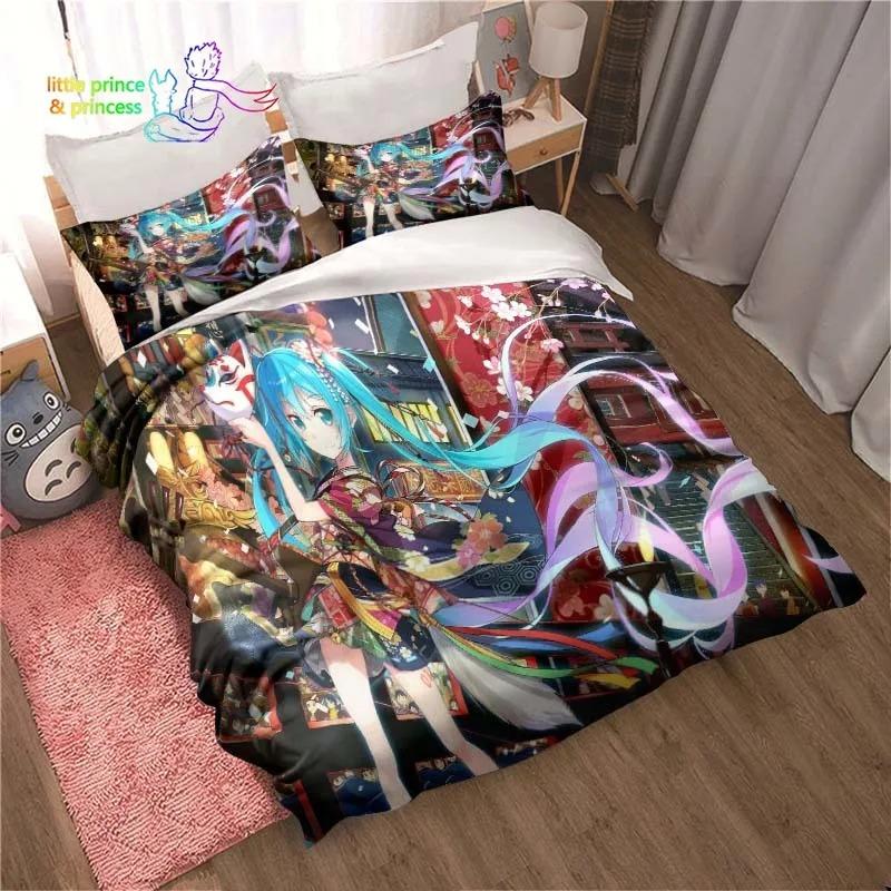 Set de lenjerie de pat Anime Kawaii Japonez Miku Single Twin Full Queen King Size Set de pat Aldult Copil Dormitor Imprimeu 3D