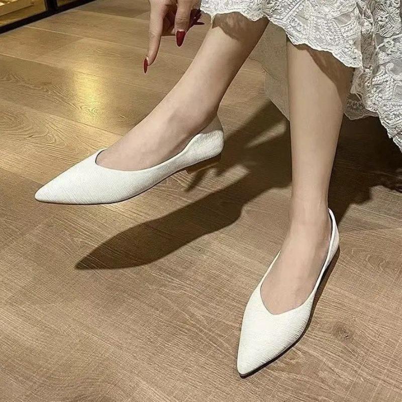 

Универсальные туфли Doudou, одинарные туфли, женские, осенние новинки, с острым носком, с мелким вырезом, на плоской подошве, черные, рабочие женские туфли 40