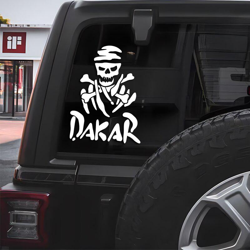 Çizgi film hayranları ve sevenler için havalı kuru kafa çerçevesi Dakar yaratıcı&komik çıkartmalar, araba kamyon motosikletler ve dizüstü bilgisayarlar için yüksek kalite