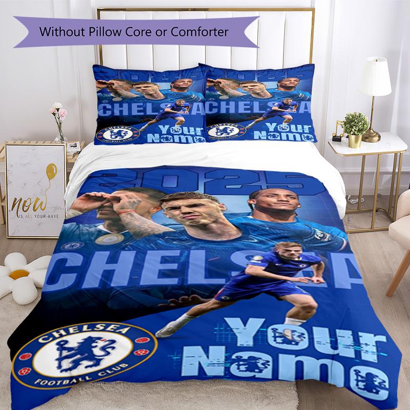 Chelsea Fc Football Player Personalized Text Bed CoverBed Design for Living Rooms Breathable Duvet Cover Home Decor Gift for Festivals